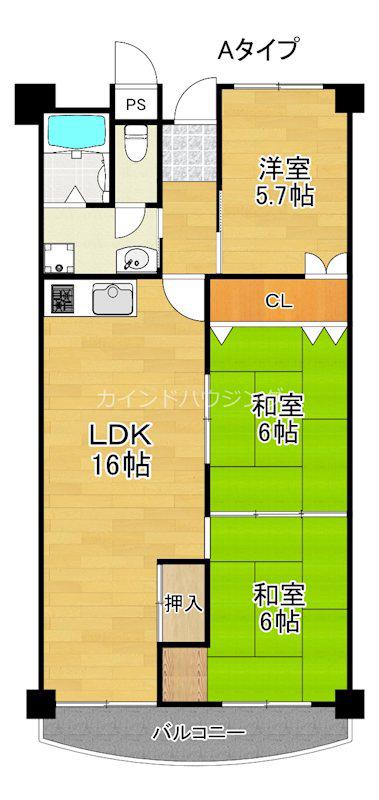 大阪マリンハウス2号館(3LDK/10階)の間取り写真