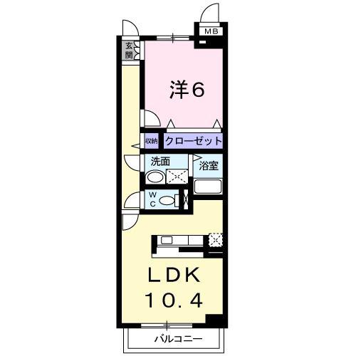 第2ファミール豊明(1LDK/3階)の間取り写真