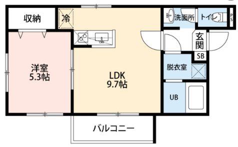 エルモス天神(1LDK/1階)の間取り写真