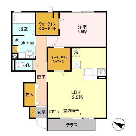 フェリエ(1LDK/1階)の間取り写真