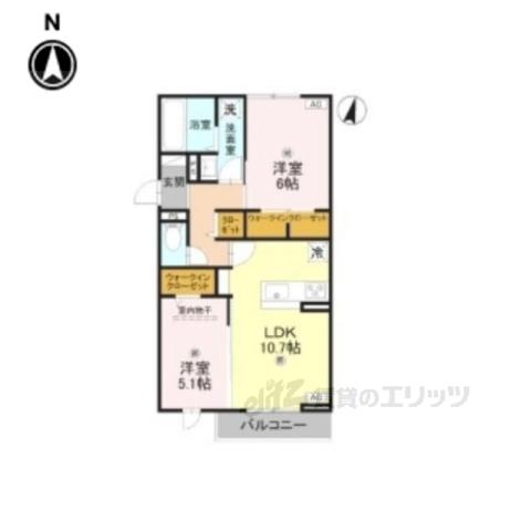 テラス・オルキデ宝来(2LDK/2階)の間取り写真