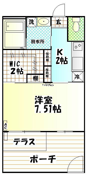 ペイサージュ(1K/1階)の間取り写真