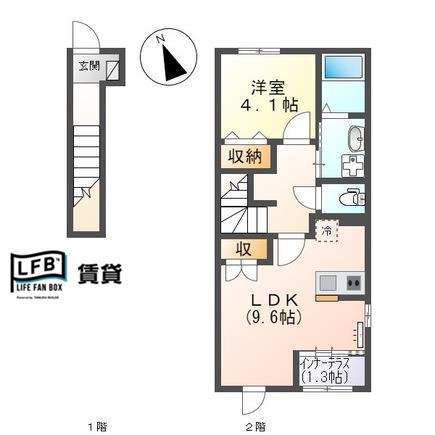 ベティハウス右山(1LDK/2階)の間取り写真