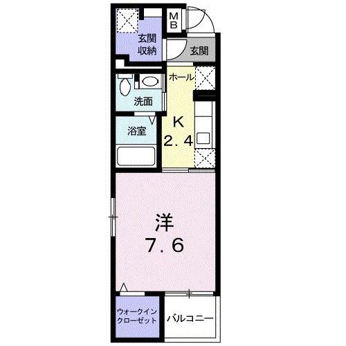ルミエール Y(1K/4階)の間取り写真