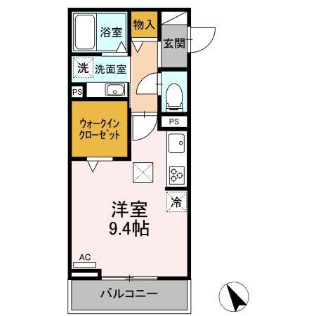 サンフィールド(ワンルーム/1階)の間取り写真