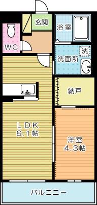 MAST中井 C棟(1LDK/3階)の間取り写真