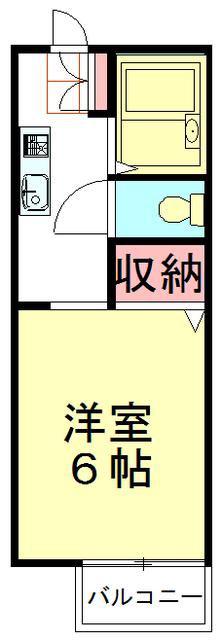 CLAIR溝端(1K/1階)の間取り写真