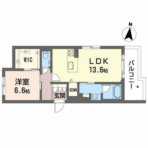 ペルテ植田(1LDK/4階)の間取り写真