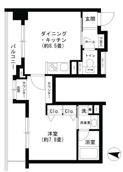 クリオ文京小石川(1LDK/14階)の間取り写真