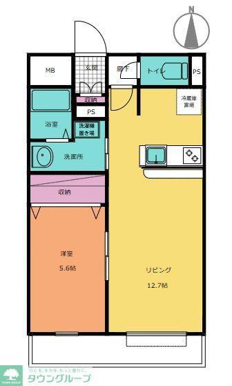 ソシア坂下町(1LDK/1階)の間取り写真
