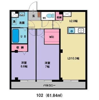アドヴァンス都筑(2LDK/1階)の間取り写真