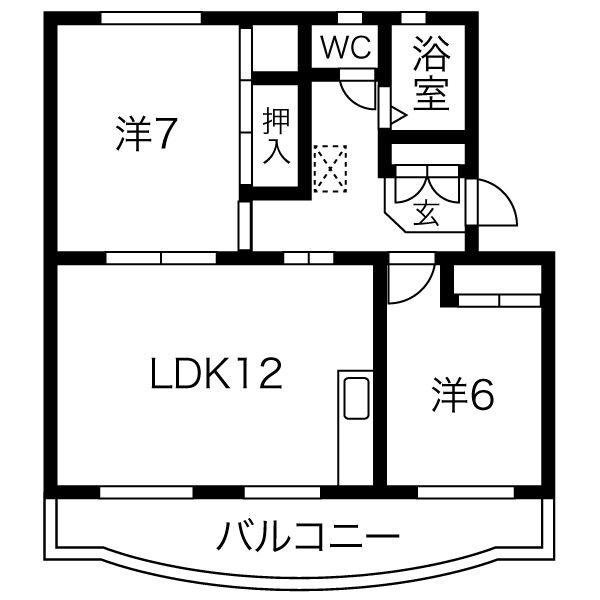 グリーンハイツ萩丘B(2LDK/3階)の間取り写真