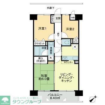 ハイホーム立川一番町(3LDK/3階)の間取り写真