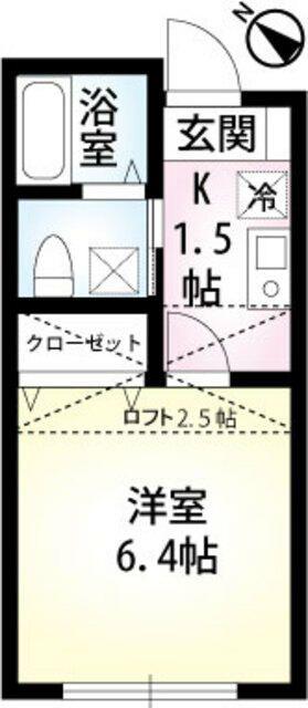 グラッソ・汐入(1K/1階)の間取り写真