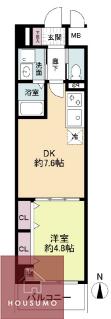 パークフラッツ新大阪(1DK/2階)の間取り写真