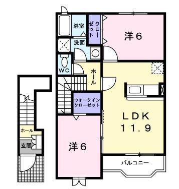 サンメゾン・Ⅰ(2LDK/2階)の間取り写真