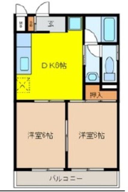 フラッツ本町西(2DK/2階)の間取り写真