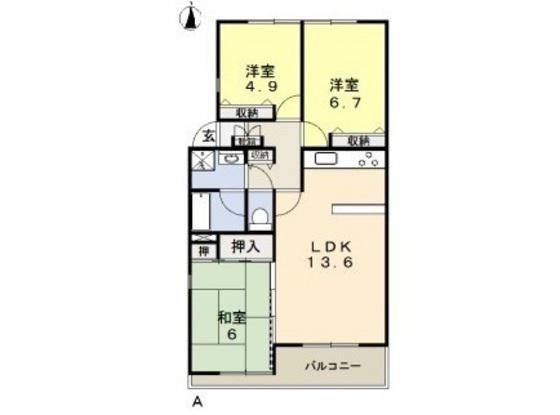 サンハイツ21B(3LDK/1階)の間取り写真