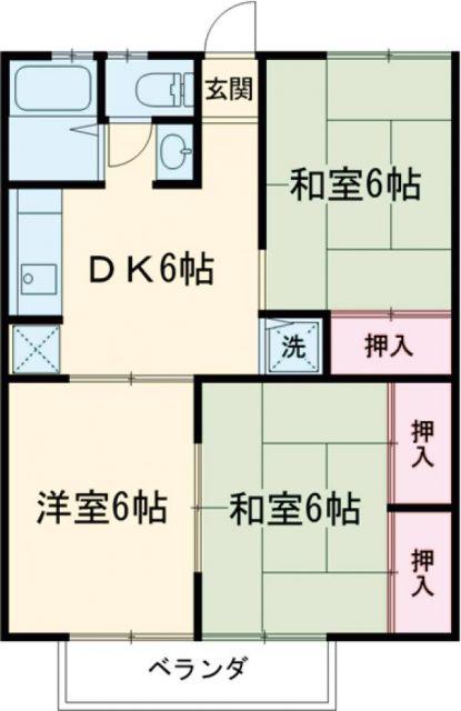 ルーナカーサA(3DK/1階)の間取り写真