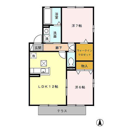 ウィルモア北方(2LDK/1階)の間取り写真