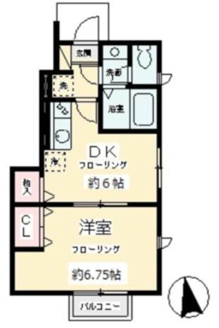 フレヴェールA棟(1DK/1階)の間取り写真
