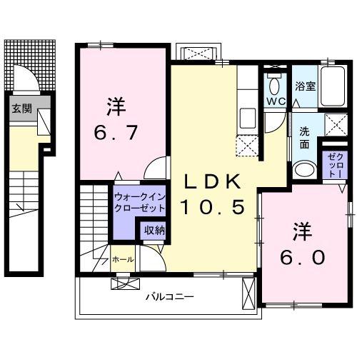 サン フィオーレII(2LDK/2階)の間取り写真