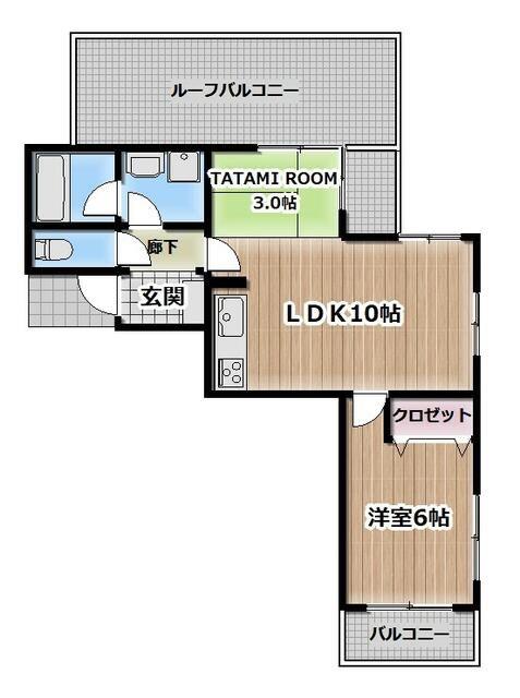 ローズマンション(1SLDK/4階)の間取り写真