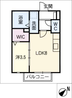 グリーンハイツ3(1LDK/2階)の間取り写真
