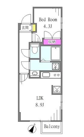 ラビス西新宿五丁目(1LDK/3階)の間取り写真