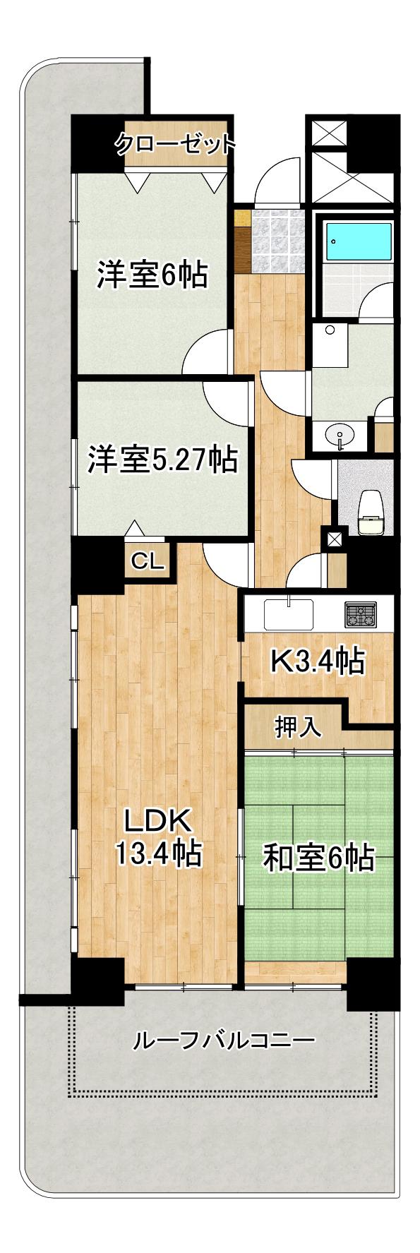 ディアハイム音羽(3LDK/8階)の間取り写真