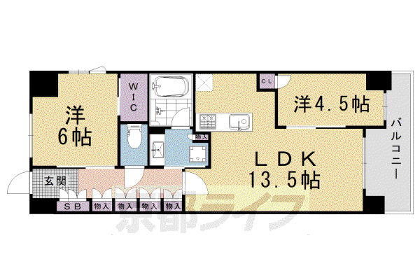 ファインレジデンス京都五条通(2LDK/3階)の間取り写真