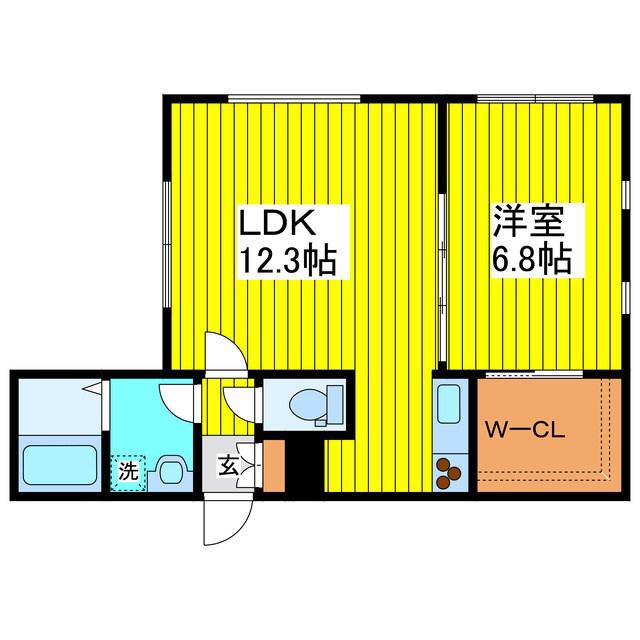 BLANC本町(1LDK/2階)の間取り写真