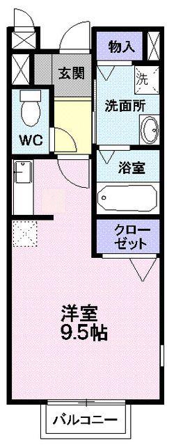 ペアフィールド(ワンルーム/1階)の間取り写真