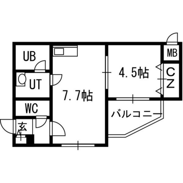 スカイヒルズN15(1DK/5階)の間取り写真