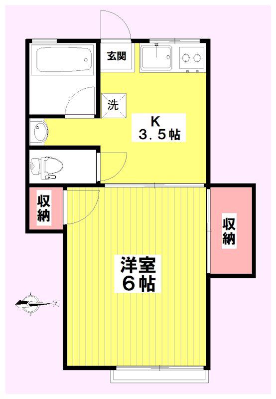 第三矢崎コート(1K/2階)の間取り写真