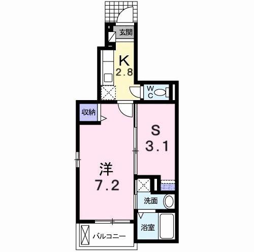 グラシオッソーレII(1SK/1階)の間取り写真