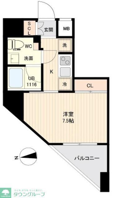 RESIDENCE 大鳥居(1K/14階)の間取り写真