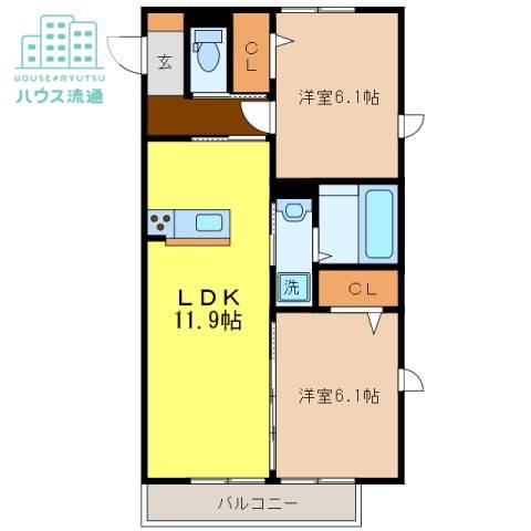 メゾン・リブハフト(2LDK/1階)の間取り写真