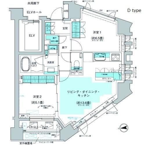 ザ・パークハウス代官山レジデンス(2LDK/8階)の間取り写真
