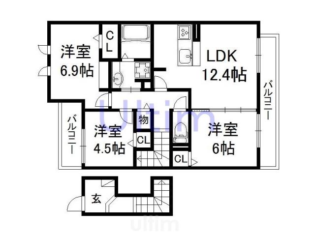 ヴェルドミール久御山(3LDK/2階)の間取り写真