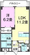 ウエストロード・キャッスル(1LDK/1階)の間取り写真