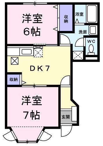 ビューラーカスミ(2DK/1階)の間取り写真