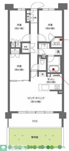 パークホームズ杉並善福寺川緑地(3LDK/3階)の間取り写真