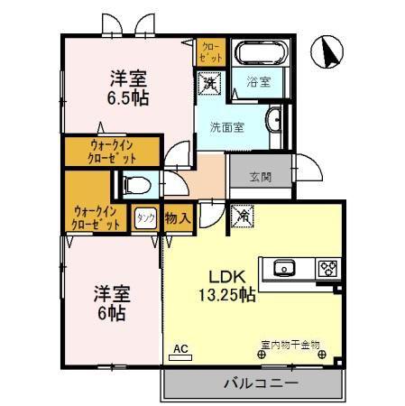 LIANGE・T(2LDK/1階)の間取り写真