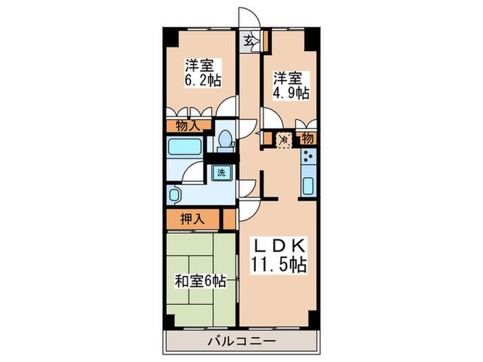 ファーサ宮崎台(3LDK/3階)の間取り写真