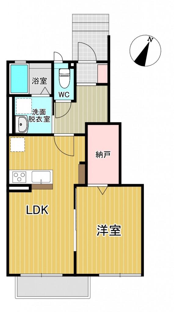 オレンジキューブI(1LDK/1階)の間取り写真