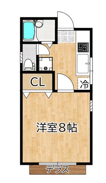 コーポしの(1K/1階)の間取り写真