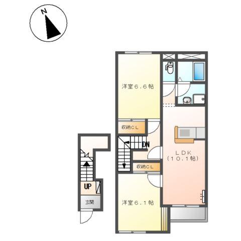 グランコート(2LDK/2階)の間取り写真