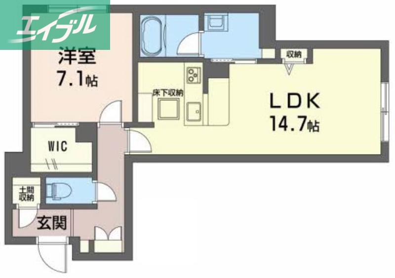 クロムノワール(1LDK/1階)の間取り写真