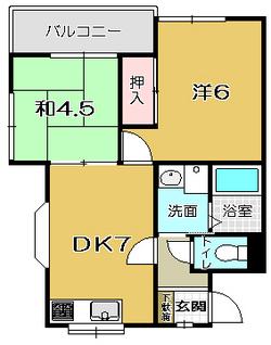 クリーンハイツ(2DK/2階)の間取り写真